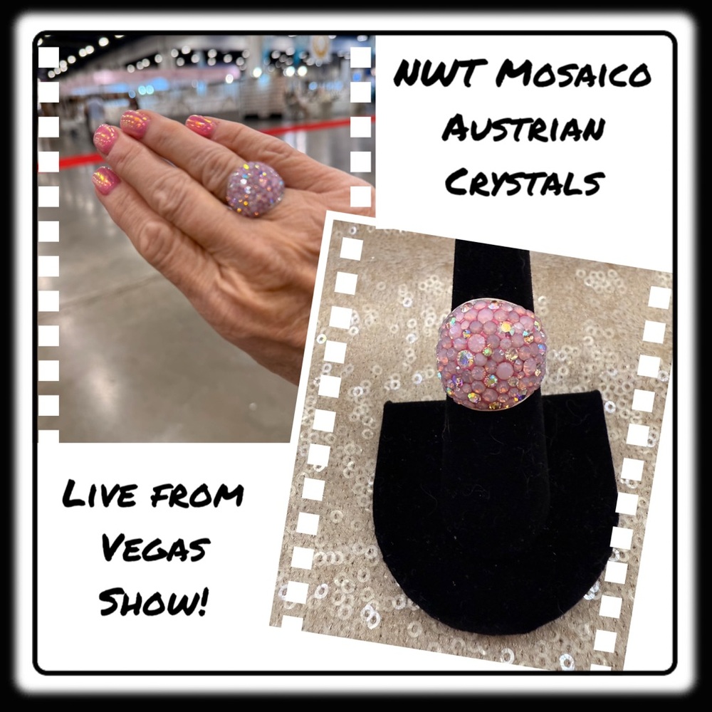 Nwt Gorgeous Austrian Crystal / 925 Silver Size 6.5 Ring From Mosaico